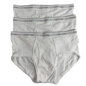 Calvin Klein Men Lrg Classic White Briefs 100% Cotton 3-Pack NWOT NB3999 Comfort